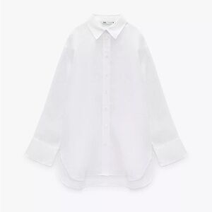 Zara oversize White Satin Shirt